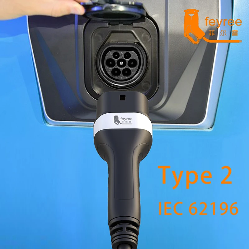 Feyree 전기 자동차용 EV 충전기 플러그, 타입 2 암 소켓, 자동차 측면 16A, 32A, 1 상 11KW, 22KW, 3 상 IEC62196-2 어댑터