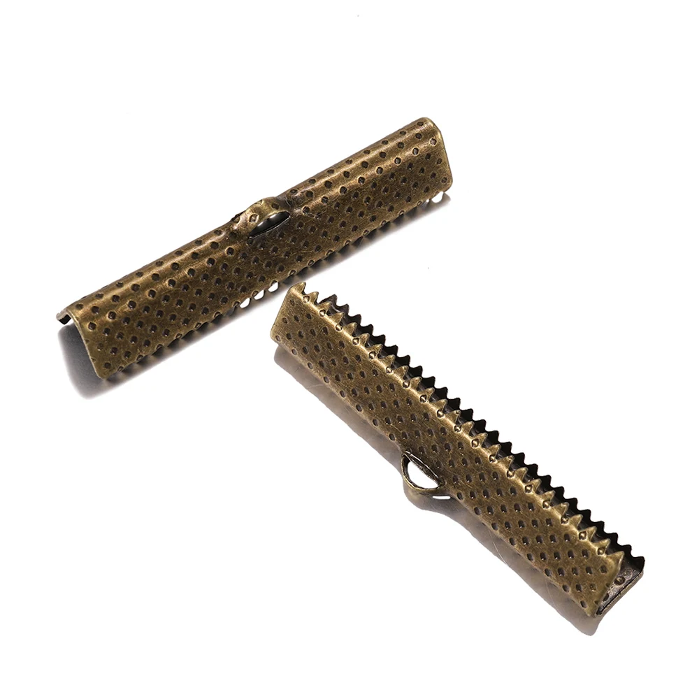 크림프 비즈 코브 걸쇠 코드 엔드 캡 스트링 리본 가죽 클립, 폴드오버 커넥터 용품 DIY 쥬얼리 결과, 10-50 개