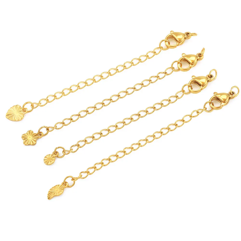 스테인리스 스틸 연장 테일 체인, 랍스터 걸쇠 포함, 팔찌 목걸이 DIY 주얼리 제작 용품, 10 개