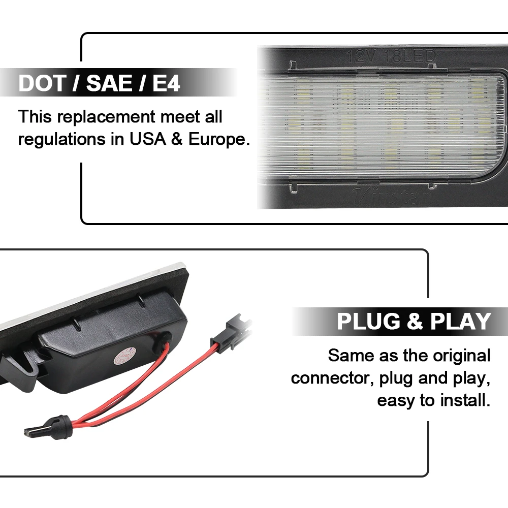 미쓰비시 ASX 아웃랜더 스포츠 2011-2020 교체용 LED 번호판 라이트 램프, 오류 없음, OEM 번호: 8341A132