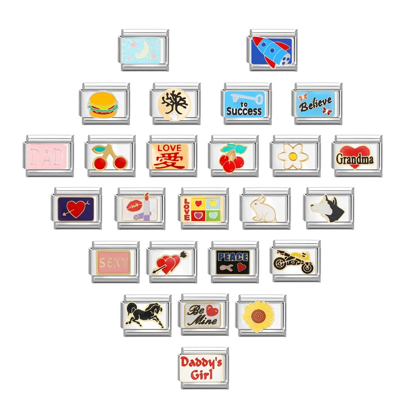 2024 크리에이티브 인어 휴가 선박 장식, 이탈리아 매력 링크, 9mm 스테인리스 스틸 팔찌, 쥬얼리 DIY 제작