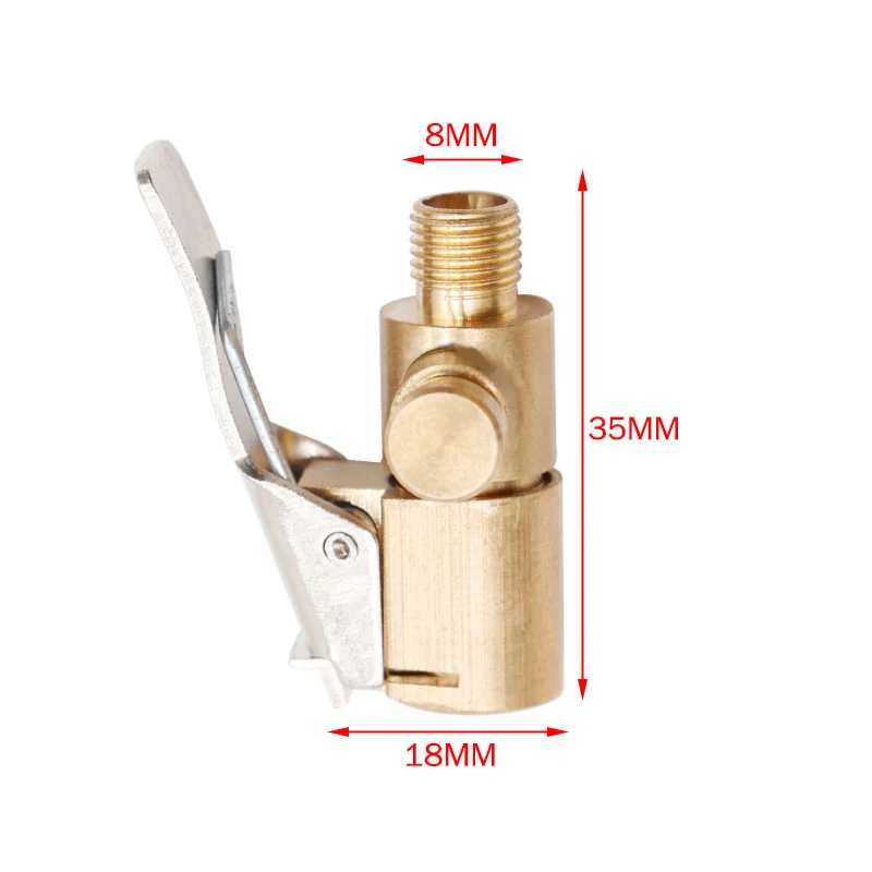 자동차 타이어 에어 척 팽창기 펌프 밸브 커넥터 클립 온 어댑터 8mm, 황동 풍선 펌프용 타이어 휠 밸브, 1 개입