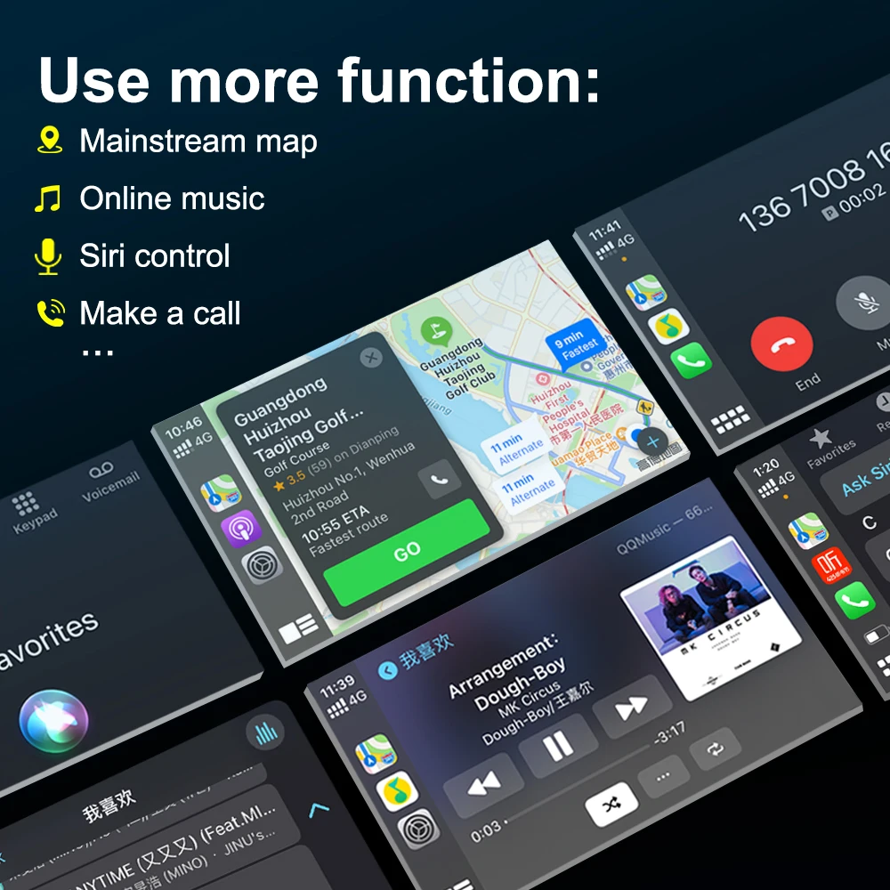 Carlinkit-무선 카플레이 USB 동글 안드로이드 자동 어댑터, 멀티미디어 플레이어 미러링크 오토키트 박스