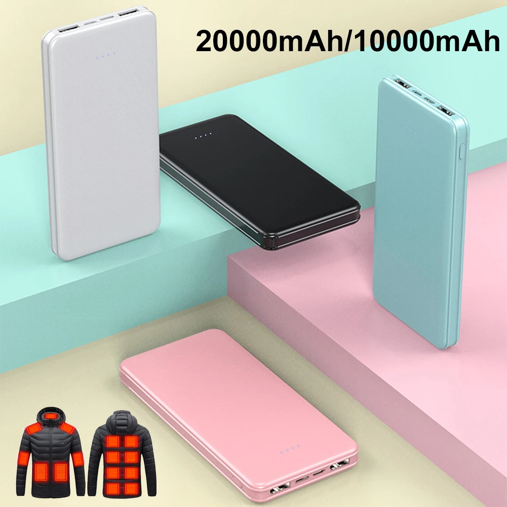 난방 조끼 재킷 스카프 양말 장갑, 강력한 보조배터리, 10000mAh, 20000mAh, 5V, 2A 보조배터리 외장 배터리 팩, 신제품