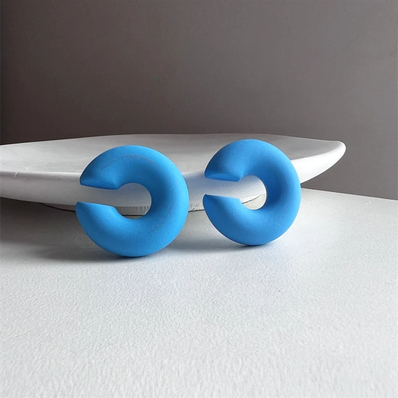 여성용 심플한 원형 클립 귀걸이, C자형 아크릴, 레드, 블루, 블랙, 핑크, 피어싱 연골 없음, 경량 이어 커프, 1 쌍