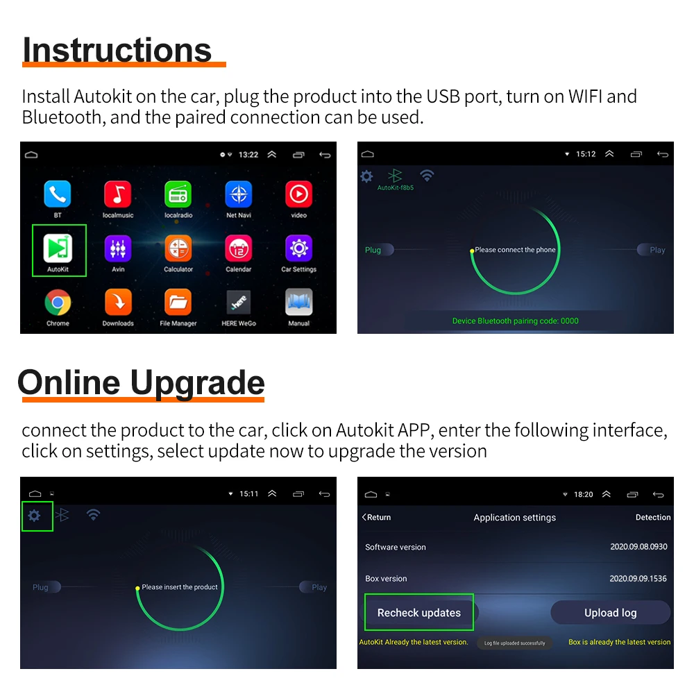 Carlinkit-무선 카플레이 USB 동글 안드로이드 자동 어댑터, 멀티미디어 플레이어 미러링크 오토키트 박스