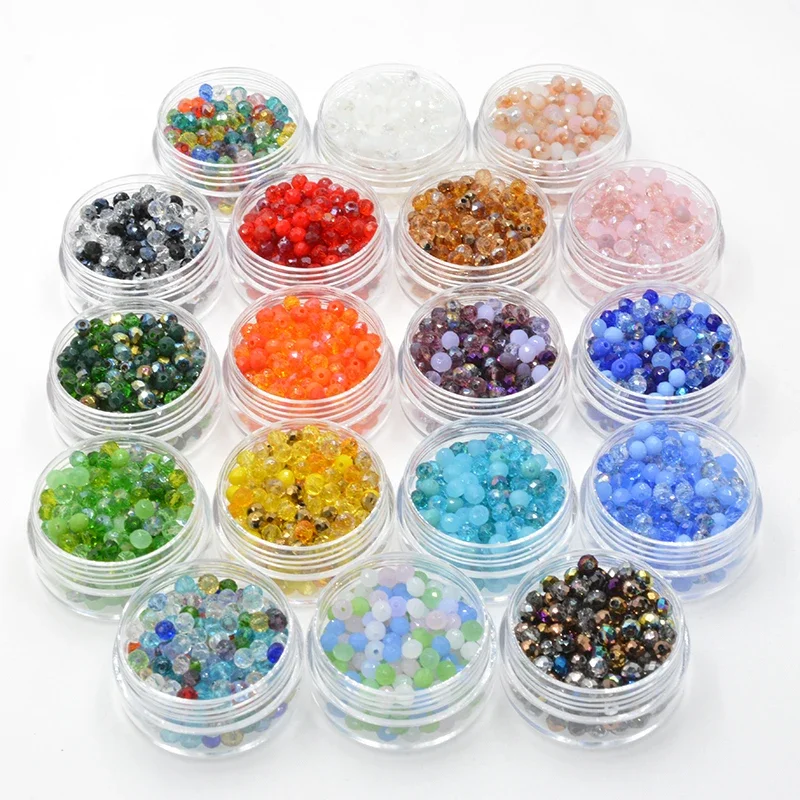 밝은 핑크 멀티 컬러 론델 면 크리스탈 유리 비즈, 석영 참 비즈, 쥬얼리 제작 액세서리, 직경 4mm, 6mm