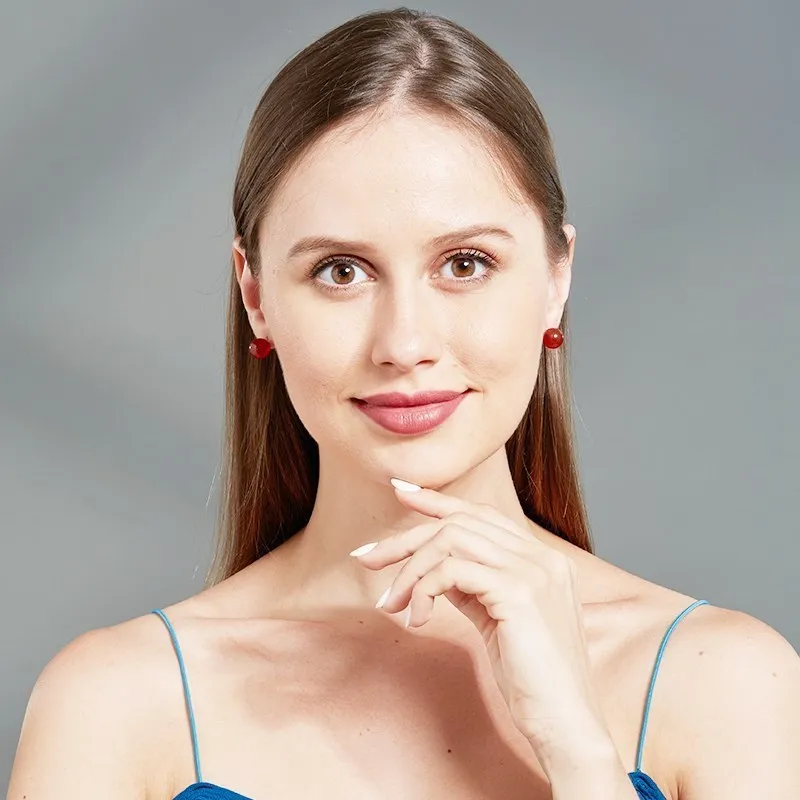 더 나은 자연석 자수정 타이거 아이 마노 라운드 비즈 귀걸이, 여성용 패션, 심플한 스테인레스 스틸 크리스탈 이어 스터드