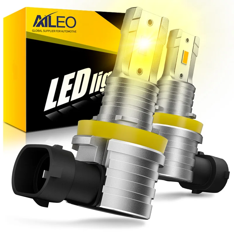 AILEO 매우 밝은 플러그 앤 플레이 LED 안개등 전구, H8 H11, 9005 HB3 9006 HB4 H7 H9 LED 안개등, 6500K CSP 50000LM, 3000K, 2 개 title=AILEO 매우 밝은 플러그 앤 플레이 LED 안개등 전구, H8 H11, 9005 HB3 9006 HB4 H7 H9 LED 안개등, 6500K CSP 50000LM, 3000K, 2 개 