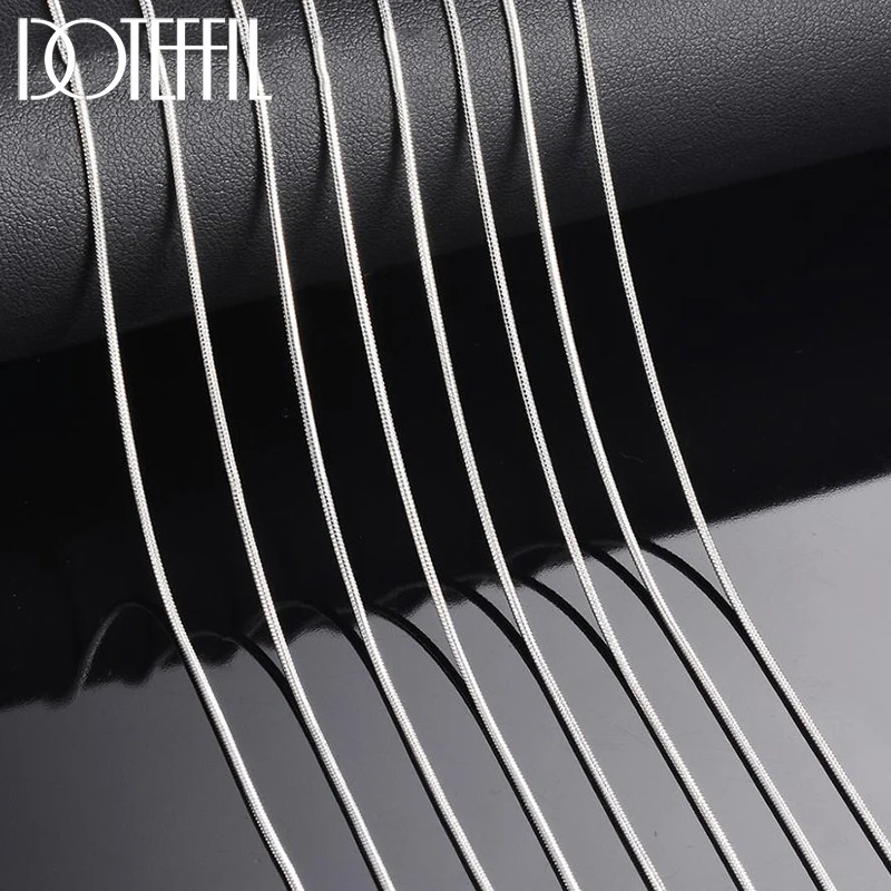 DOTEFFIL 925 스털링 실버, 남녀공용 스네이크 체인 목걸이, 패션 쥬얼리, 로트 당 5 개, 10 개, 16 인치, 18 인치, 20 인치, 22 인치, 24 인치, 26 인치, 28/30 인치, 1.2mm