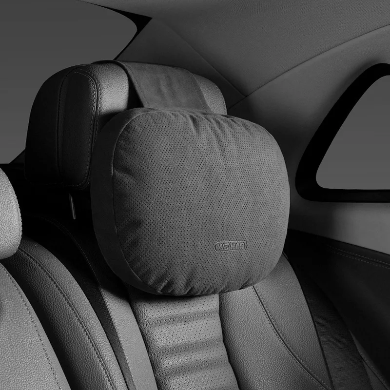 WeiHao 자동차 머리 받침 목 지지대 액세서리, 스웨이드 시트, 부드러운 조절 가능한 베개 받침 쿠션, 벤츠 아우디 BMW용 범용 심사