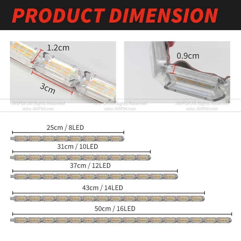 2PCS DRL LED 주간 러닝 라이트 스트립 유연한 방수 헤드 라이트 차례 신호 노란색 램프 자동차 장식 운전 조명 12V