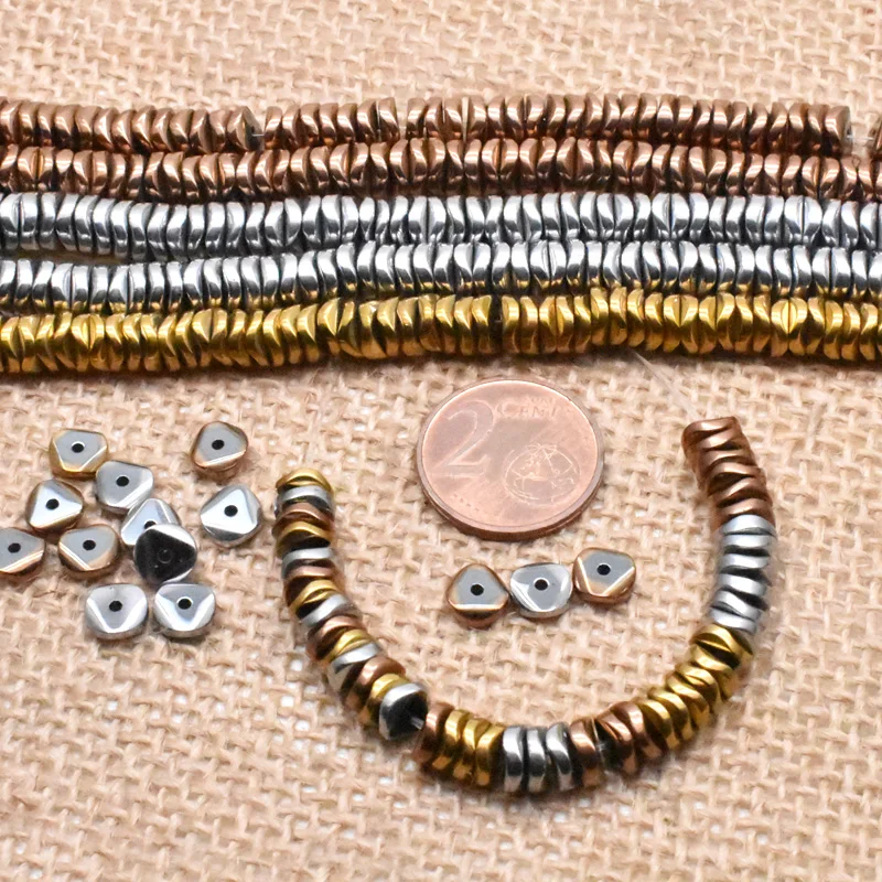 수제 보석 만들기 스페이서 비즈 블랙 적철광 스톤 비즈 보석 만들기위한 평면 느슨한 스페이서 비즈 DIY, 4/6mm