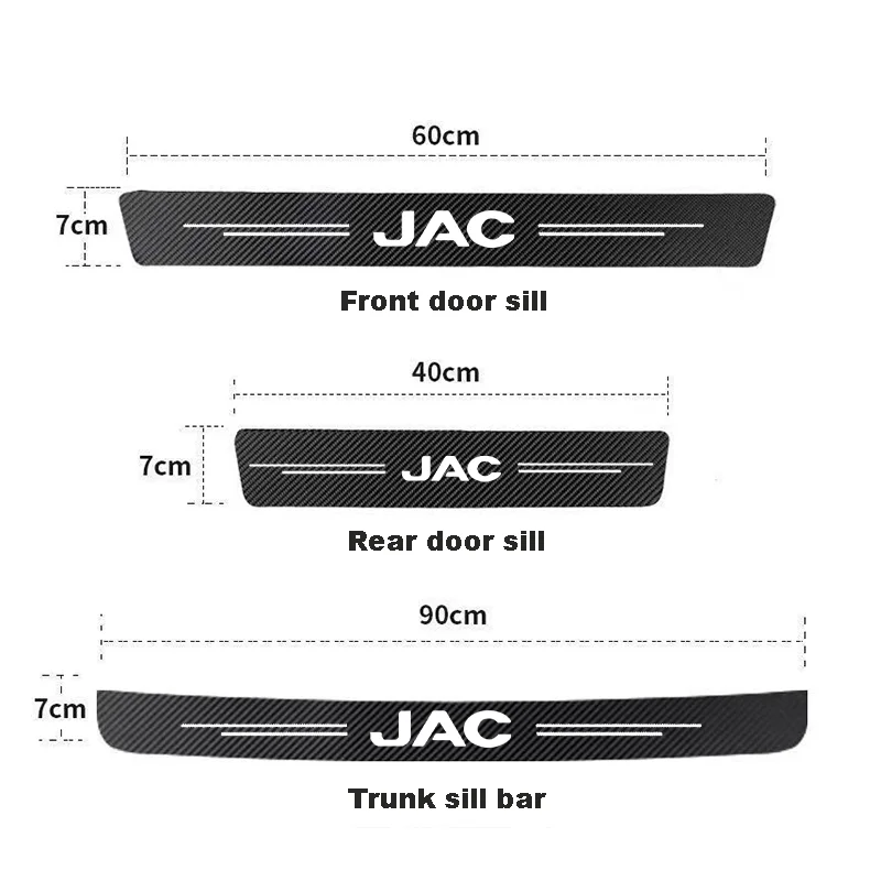 자동차 문짝 임계 스커프 플레이트, JAC Refine J3 J2 S5 A5 J5 J6 J4 증기 S2 T8 자동차 탄소 섬유 데칼 스티커, 자동차 액세서리