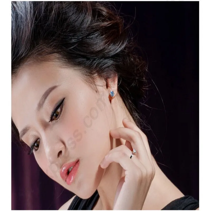 우아한 클래식 진짜 925 스털링 실버 손가락 반지 보석 크리스탈 큐빅 지르콘 6 발톱, 여성 웨딩 Anillos