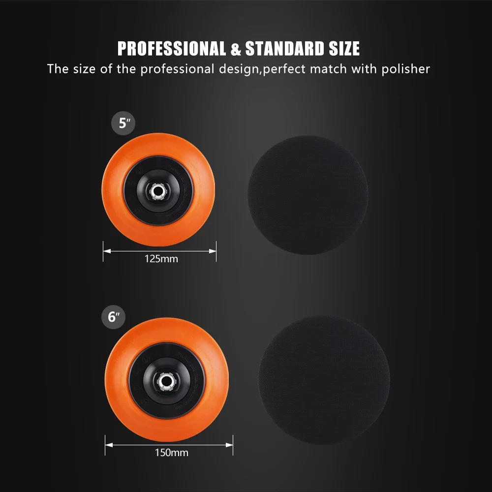 SPTA 백킹 플레이트 디스크, 자동차 버핑 버퍼 패드, 전문 로터리 폴리셔 액세서리, 5 인치, 125mm, 6 인치, 150mm