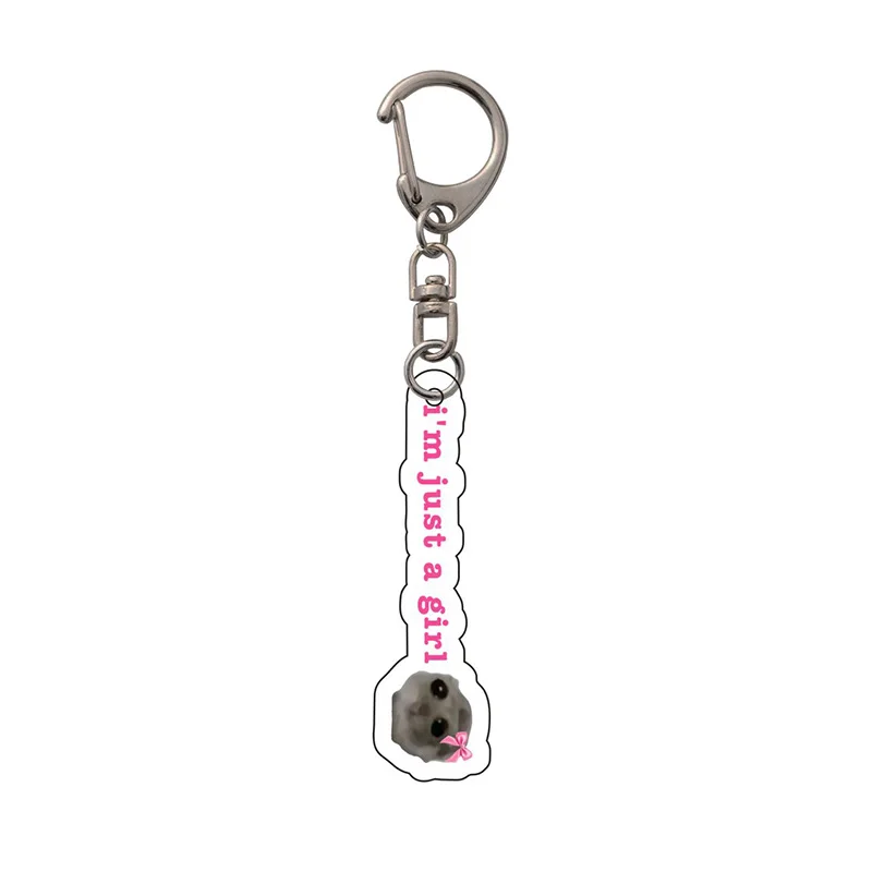 Fun Meme Im 소녀 슬픈 햄스터 키 체인, 열쇠 고리, 액세서리 가방, 재미있는 펜던트 열쇠 고리, 쥬얼리 팬 선물