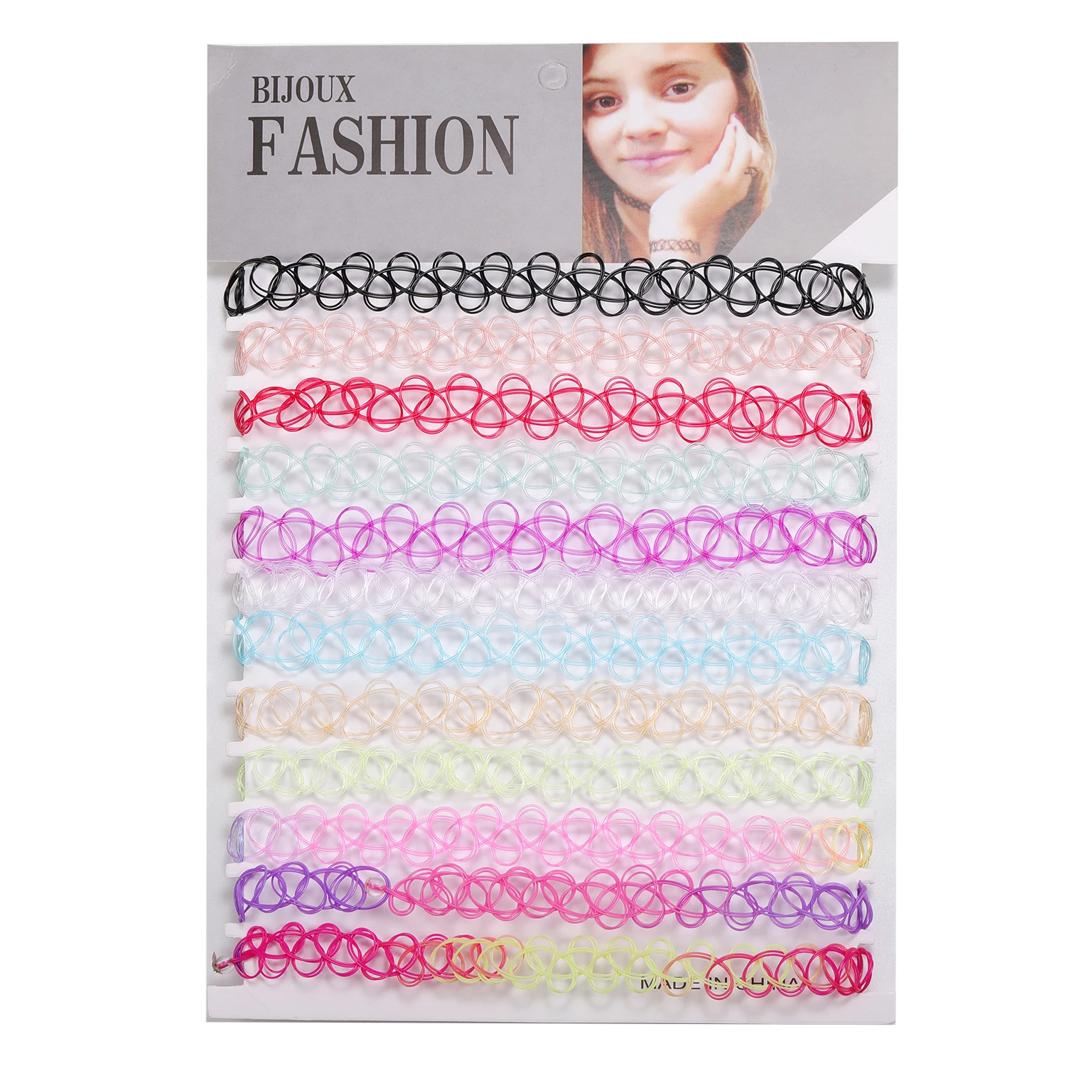 ZS 여성용 빈티지 스트레치 초커 목걸이, 소녀 문신 초커 목걸이, 펑크 레트로 고딕 탄성 목걸이, 12 개