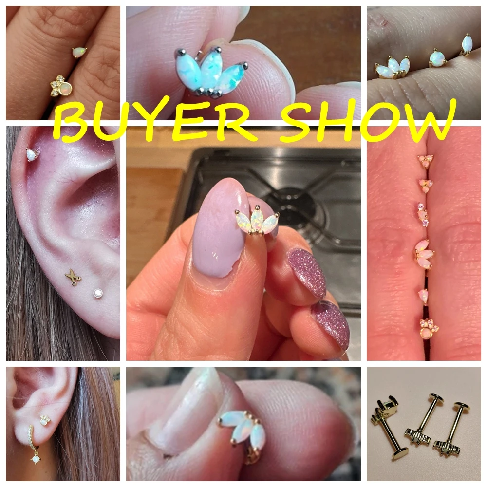 CANNER 여성용 절묘한 크라운 오팔 피어싱 귀걸이, 925 스털링 실버, 귀 스터드, 연골 귀걸이, 바디 쥬얼리 선물, 1PC