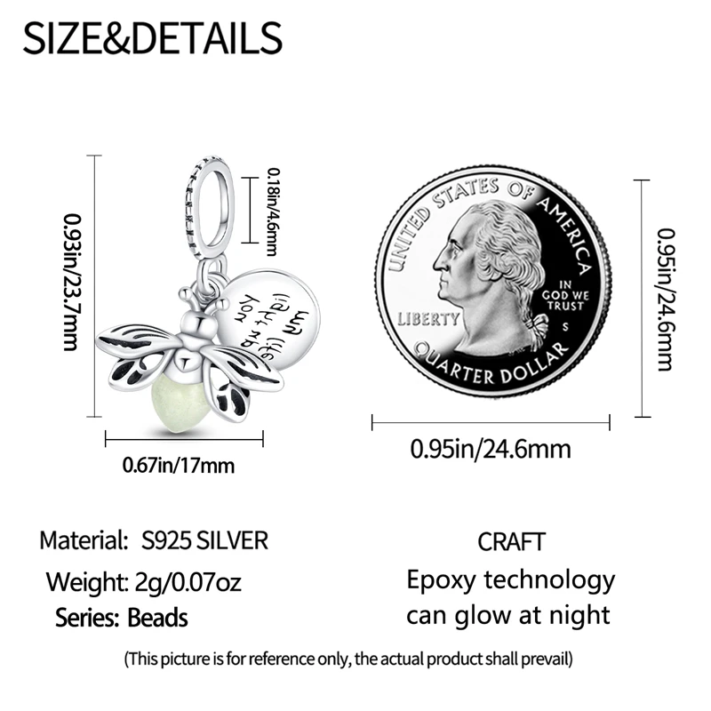 판도라 925 오리지널 팔찌, 카멜레온, 빛나는 반딧불 나비, 925 실버 참 비즈, 파인 DIY 주얼리 만들기