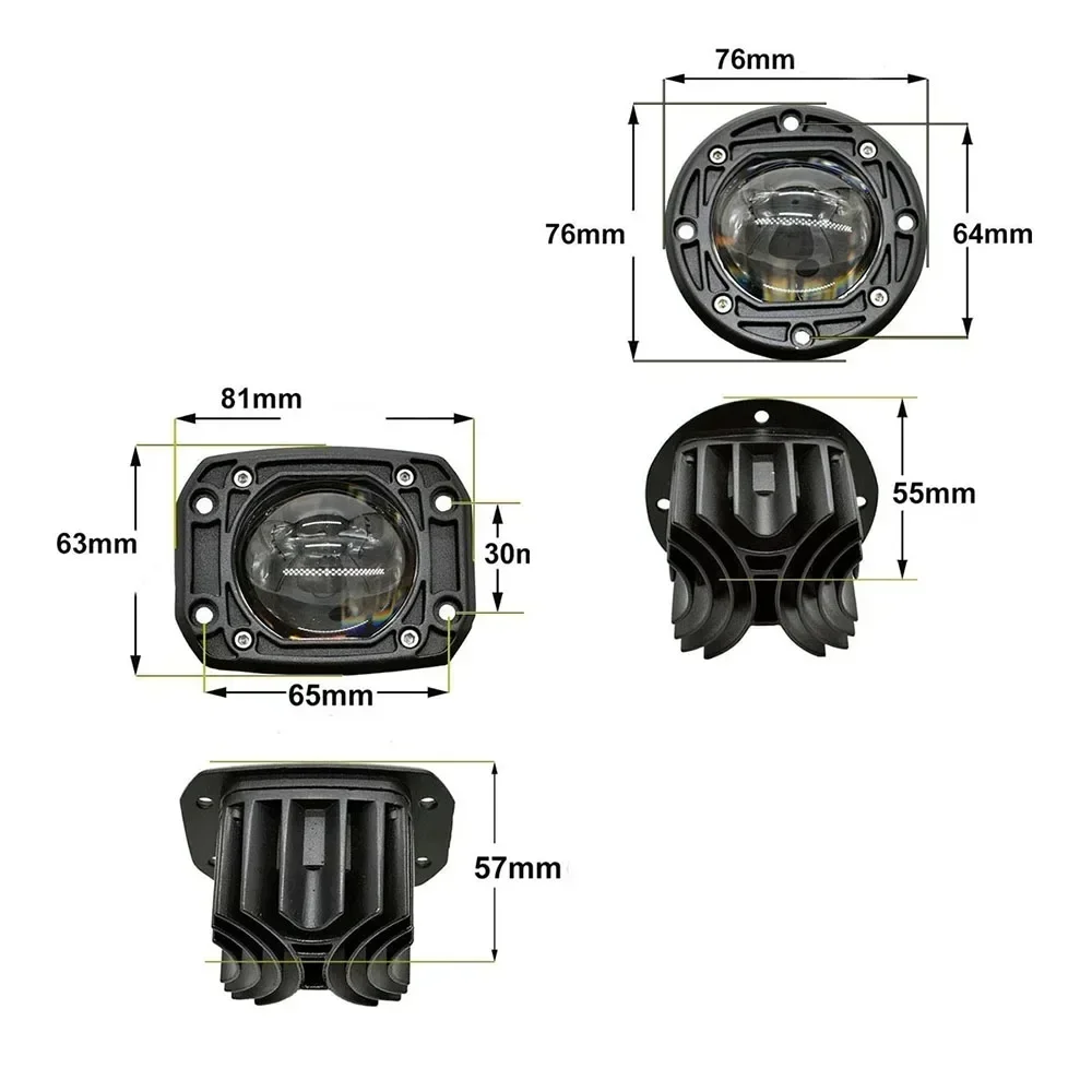 차량용 LED 작업 스포트라이트, 지프 랭글러 4x4 오프로드용, 안개등 렌즈 오토바이 스포트라이트, 3 인치, 24V, 12V, 6000K, 3500K