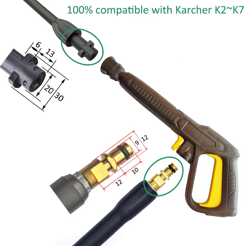 고압 와셔 건, Karcher K2 K3 K4 K5 K6 K7 세차 청소 워터 스프레이 랜스 교체 건, 권총 지팡이 깍지