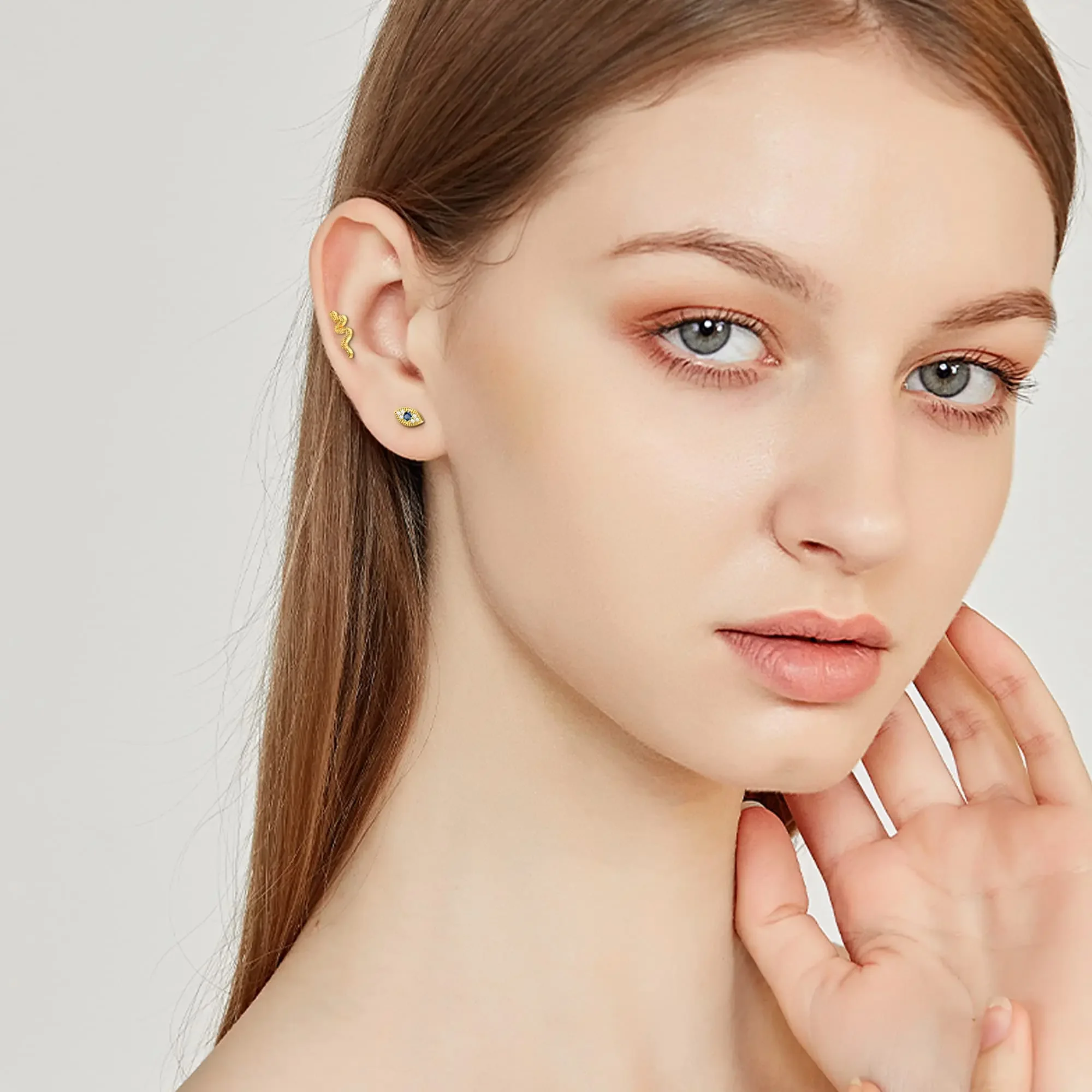 Drperfect 여성용 연골 귀걸이 스터드, 스테인리스 스틸, 플랫 백, 나비 달, 꽃 나선, 이주 피어싱 쥬얼리, 16G