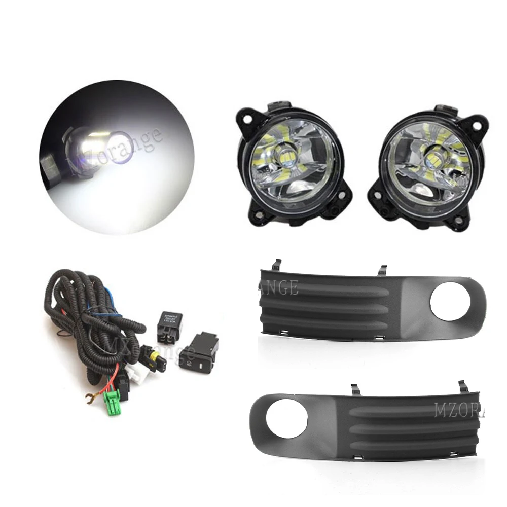 VW 트랜스포터 T5 용 안개등, 멀티밴 카라벨 2003-2010 LED 안개등, 회색 안개등 커버, 그릴 배선 하네스 스위치 키트