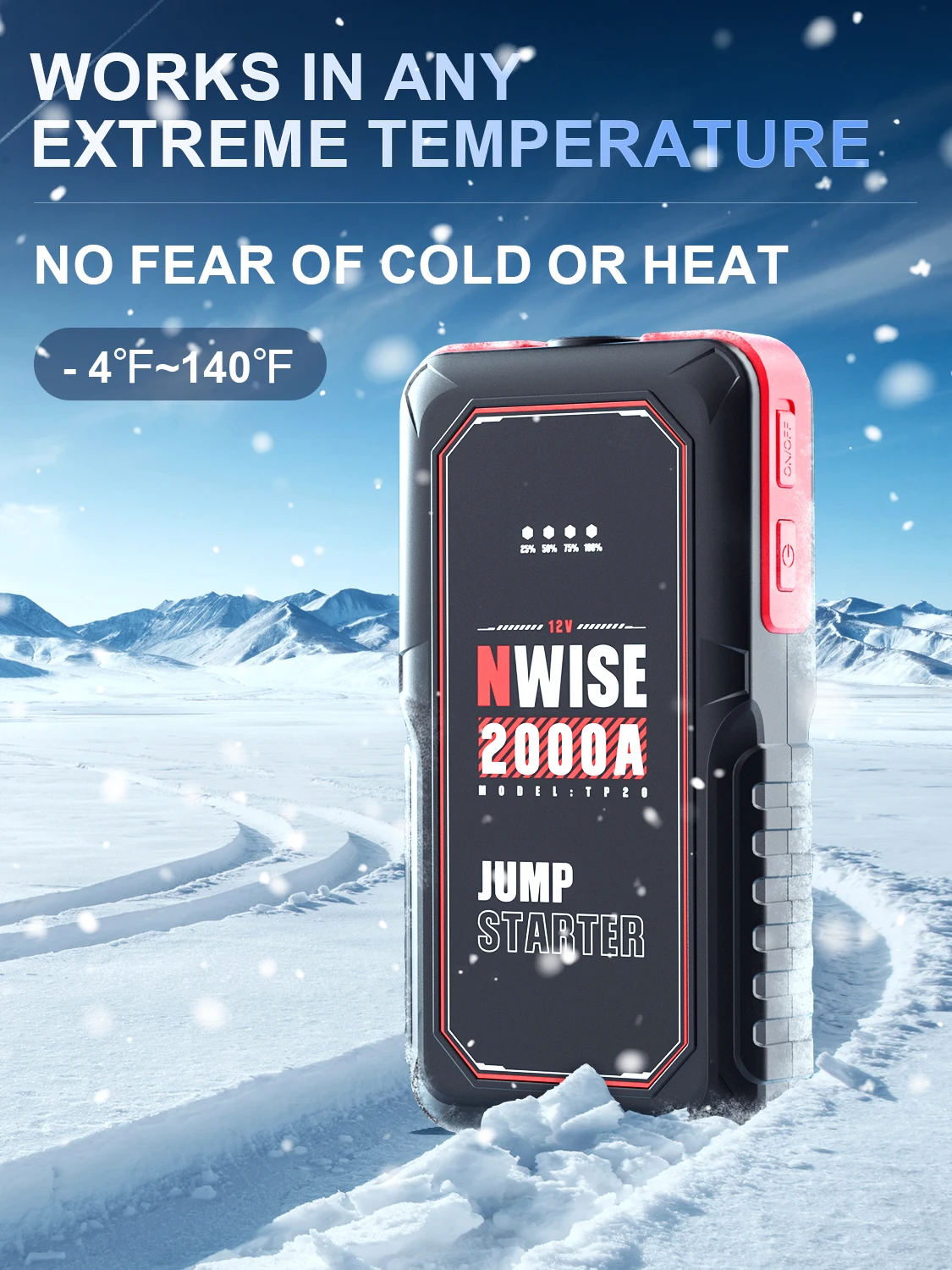 NWISE 자동차 점프 스타터 2000A 자동차 배터리 스타터 20000mAh 휴대용 보조베터리 부스터 비상 자동 시작 장치