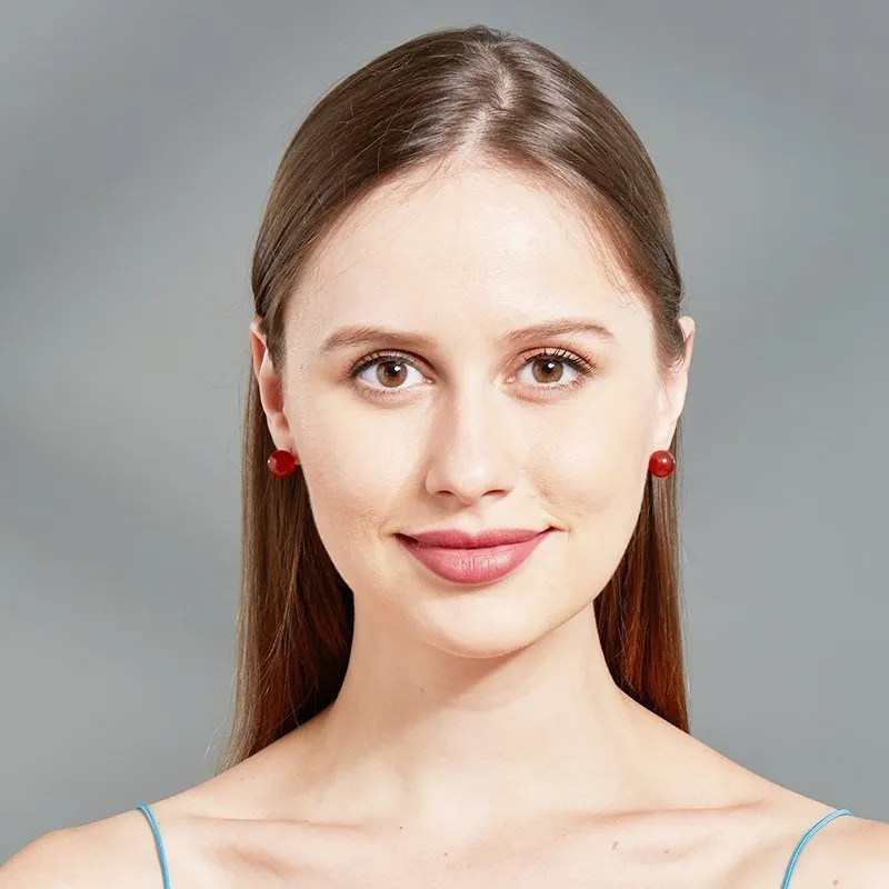 더 나은 자연석 자수정 타이거 아이 마노 라운드 비즈 귀걸이, 여성용 패션, 심플한 스테인레스 스틸 크리스탈 이어 스터드