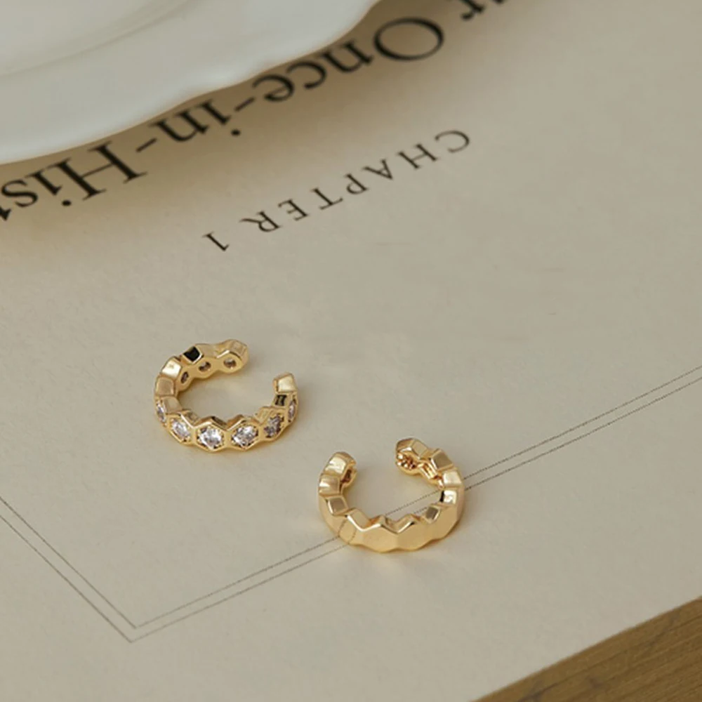 여성용 보호 광택 귀걸이, 광택 골드 컬러, 트렌디 2024, 프랑스 패션 후프, 심플 럭셔리 디자이너, Y2k 쥬얼리 클립 귀걸이