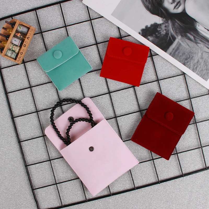 소프트 벨벳 주얼리 파우치 포장 백, 선물 팔찌 목걸이 귀걸이 링 보관 버튼 벨벳 백, 맞춤 로고, 10 개/몫