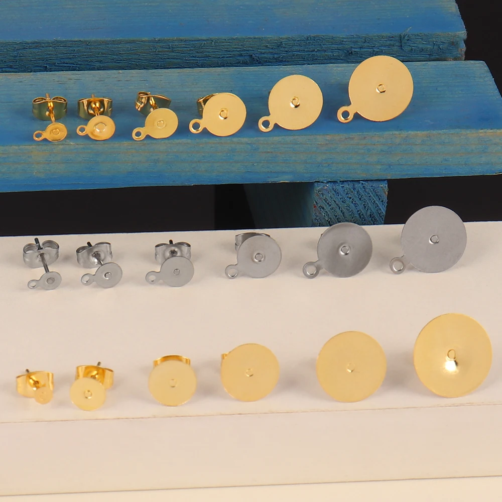 스테인리스 스틸 귀걸이 스터드 빈 포스트 베이스 핀, 귀걸이 플러그 이어 백 커넥터, 쥬얼리 제작 DIY, 50-100 개/로트