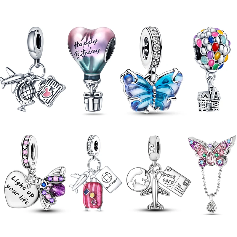 매력적인 핏 판도라 925 오리지널 팔찌, 카멜레온 빛나는 반딧불 항공기 수하물 925 실버, 핫 세일 비즈, DIY 보석 선물