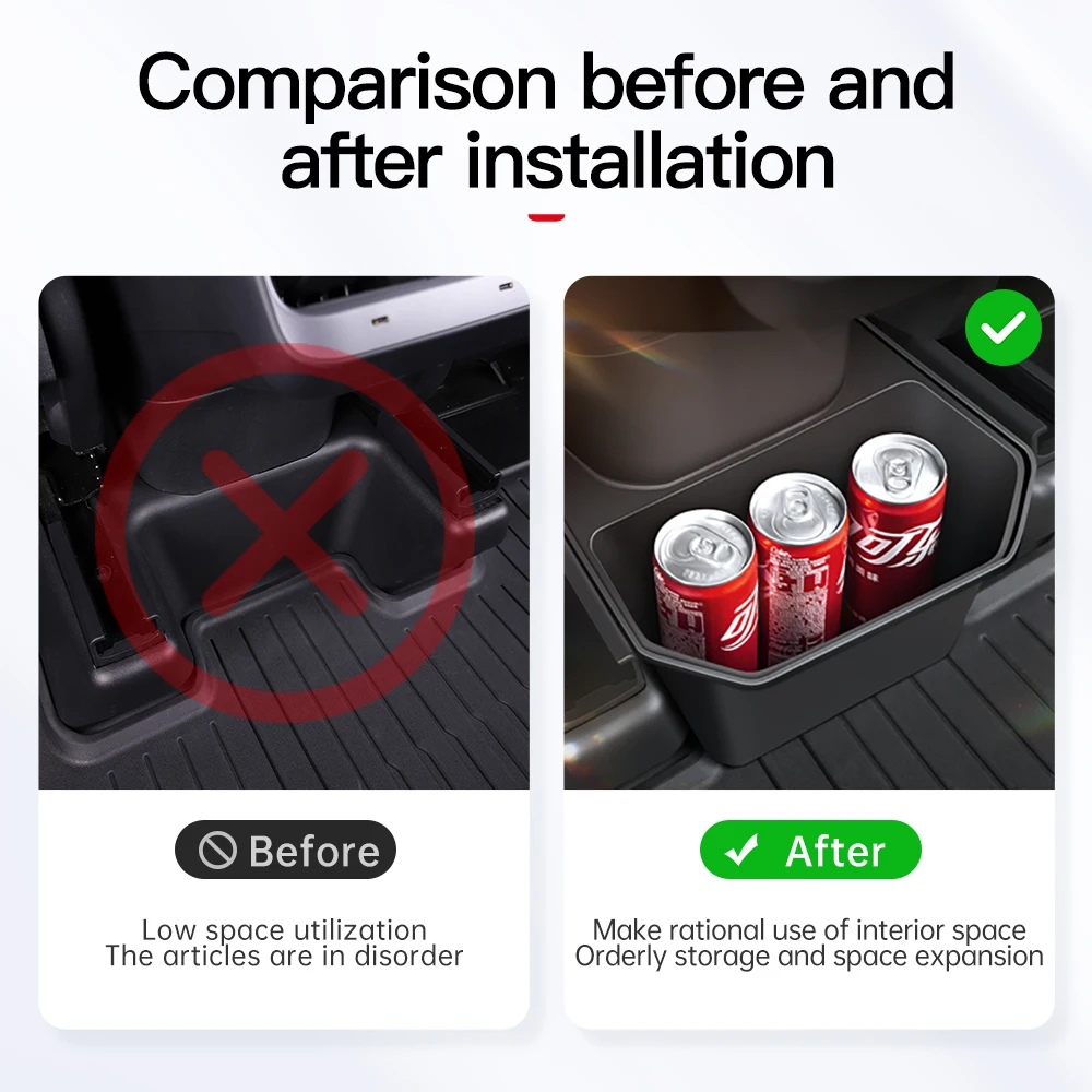 테슬라 모델 Y 언더 시트 보관함 서랍 홀더 자동차 TPE 주최자 뒷좌석 쓰레기통 액세서리 2021/2023