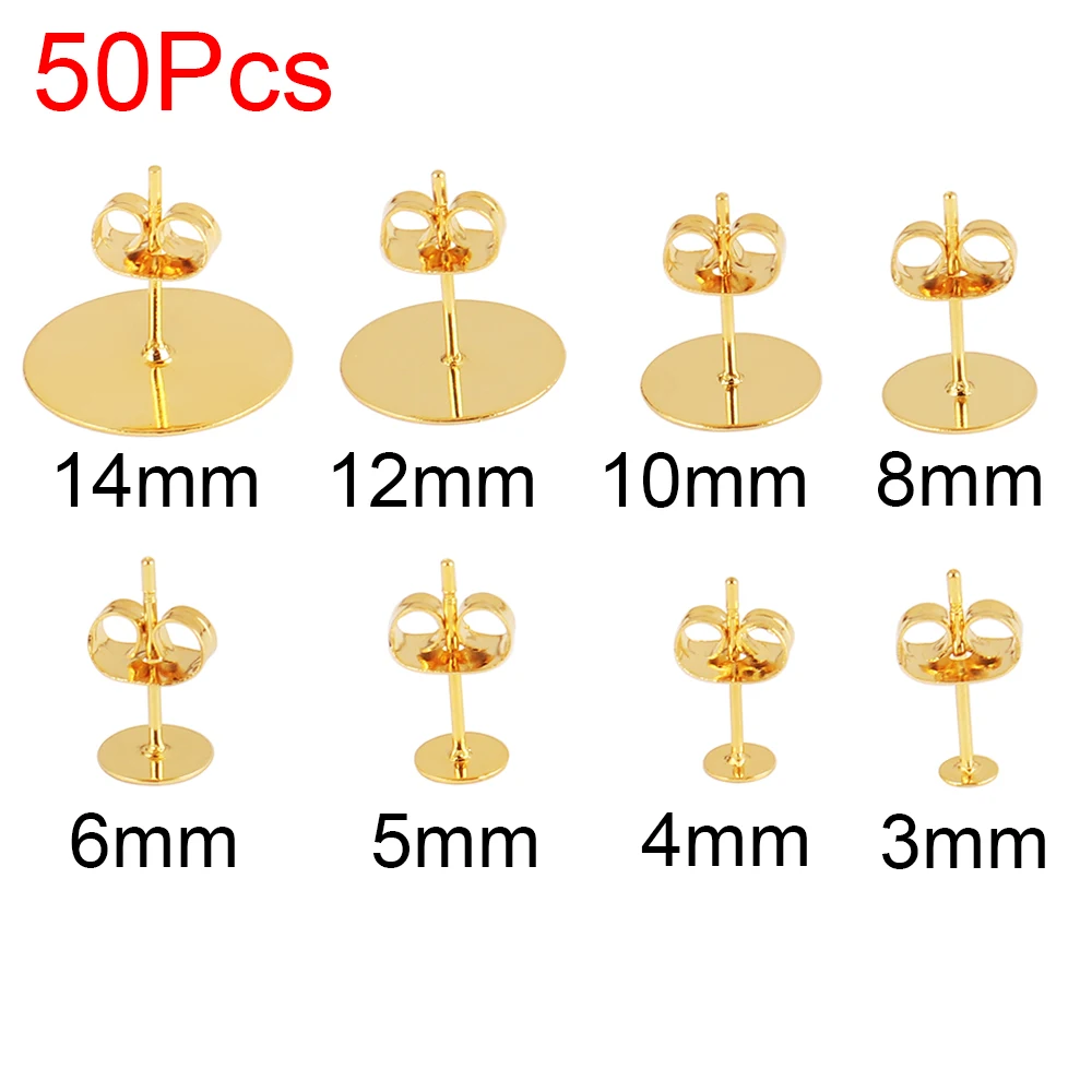 스테인리스 스틸 귀걸이 스터드 빈 포스트 베이스 핀, 귀걸이 플러그 이어 백 커넥터, 쥬얼리 제작 DIY, 50-100 개/로트
