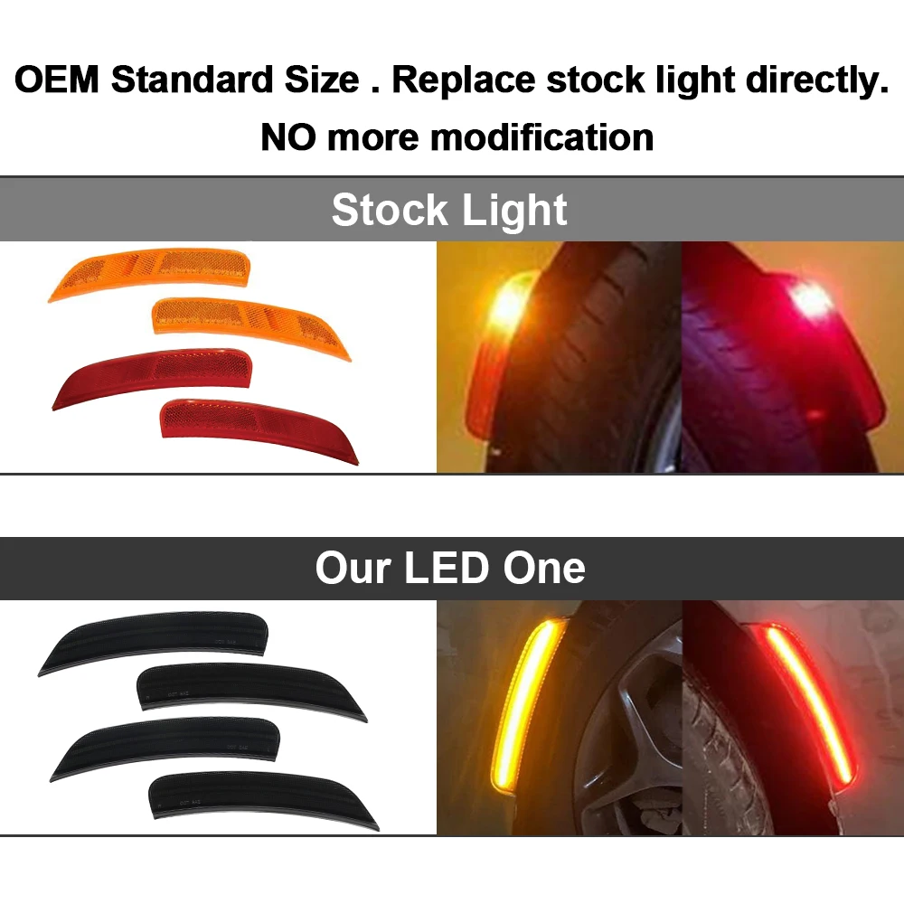 크라이슬러 퍼시피카 2017-2022 보이저 2020 2021 LED 전면 앰버 및 후면 레드 사이드 마커 라이트, 펜더 점멸 신호 램프, 4 개