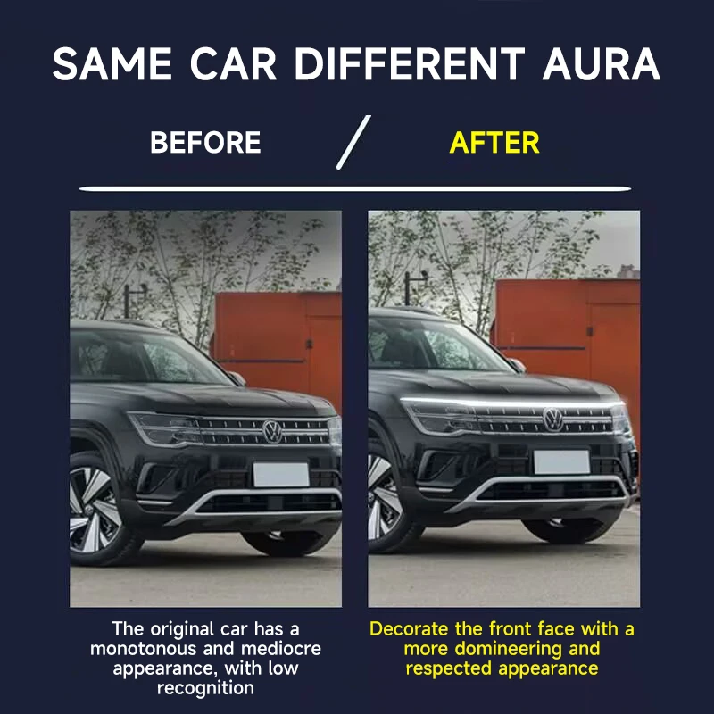 12V 스캔 시작 자동차 후드 라이트 스트립 LED 주간 러닝 라이트, 방수 자동 엔진 후드 가이드 장식 주변 네온 램프