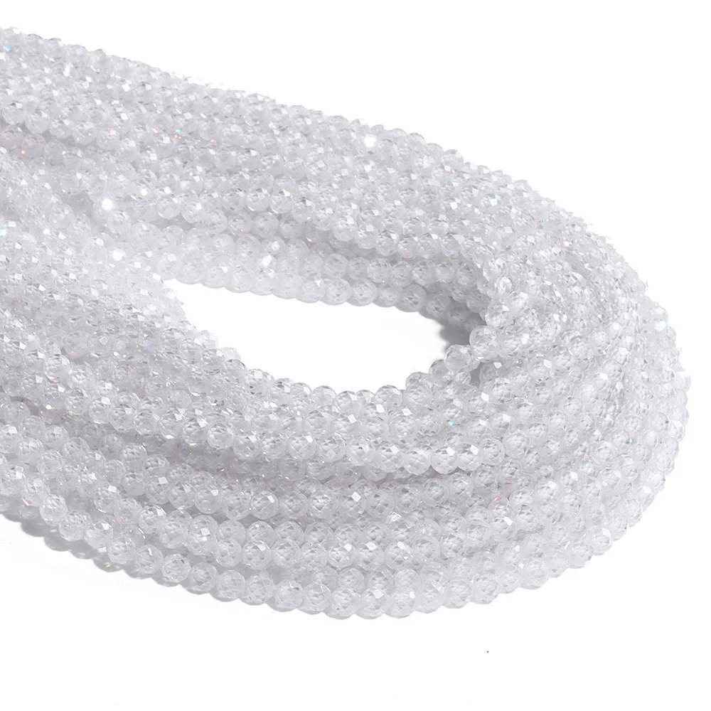 투명 지르콘 비즈, 작은 천연 스톤 비즈, 작은 흰색 지르콘 비즈, 둥근 작은 루스 비즈, 석영 크리스탈 보석 구슬, 3mm, 2 개