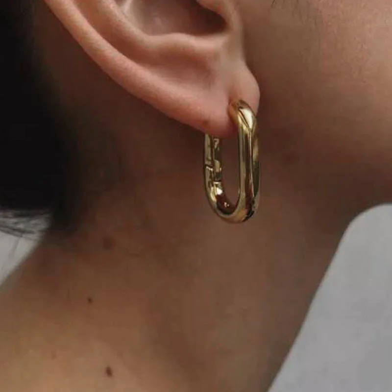 Foxanry-미니멀리스트 스탬프 귀걸이, 인스타그램 패션 기하학 타원 U 모양 우아한 신부 주얼리 선물