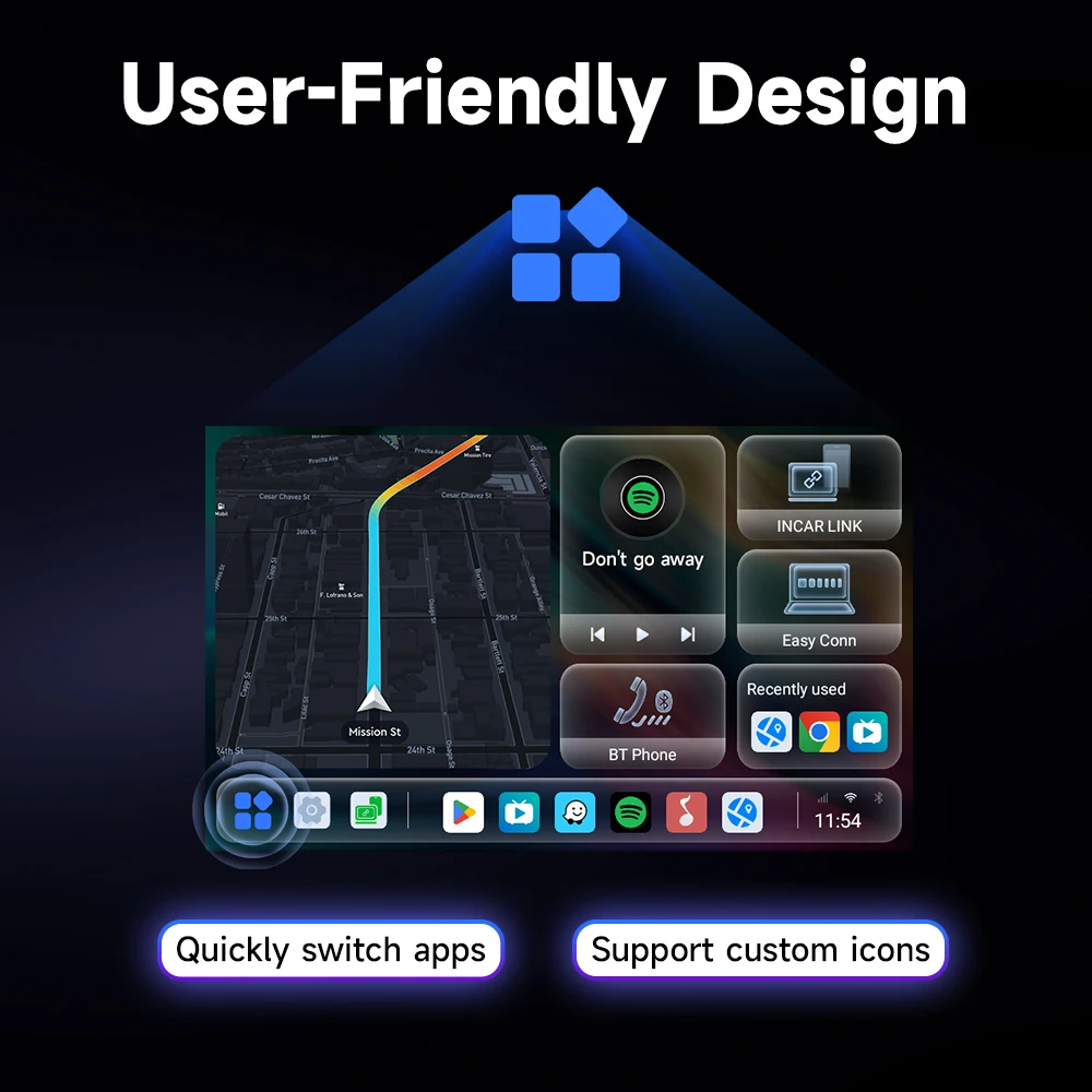 2024 HEYINCAR 카플레이 스마트 Ai tv 박스 플러스, 넷플릭스, 유튜브, 무선 안드로이드 자동 어댑터, 4G LTE, GPS, 안드로이드 13, 8GB + 128GB