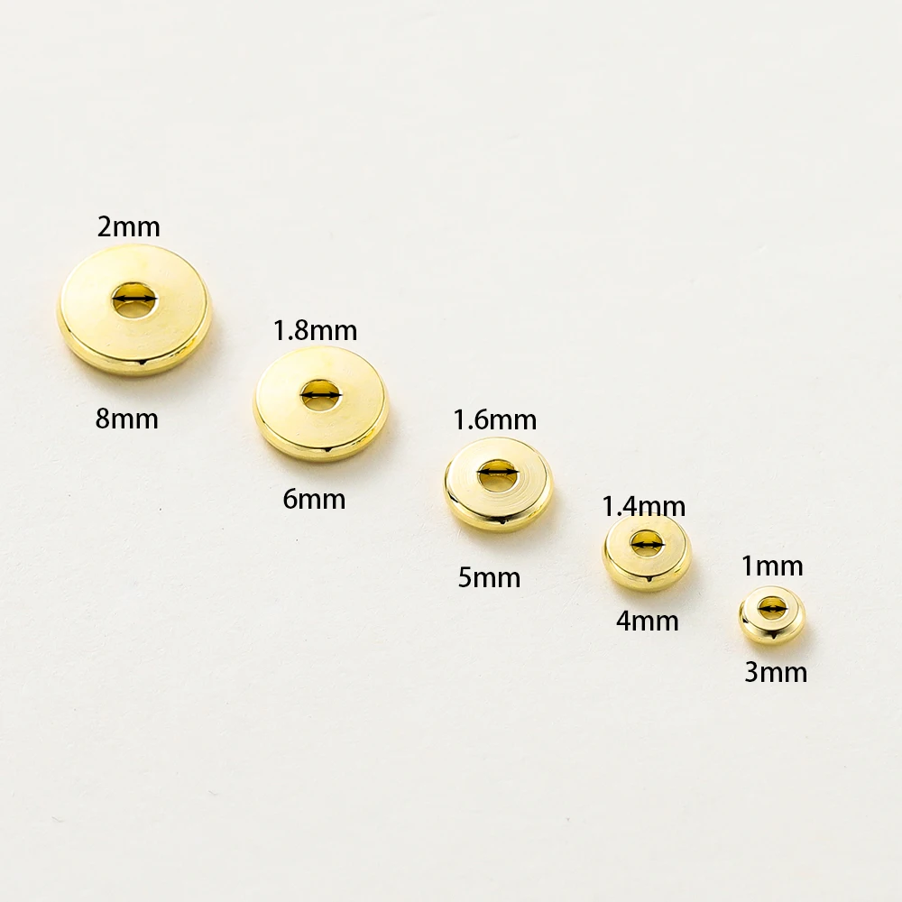 DIY 목걸이 팔찌용 스페이서 비즈, 금 도금, 14K, 18K, 10-30 개, 3mm, 4mm, 5mm, 6mm, 8mm, 쥬얼리 제작 액세서리, 도매