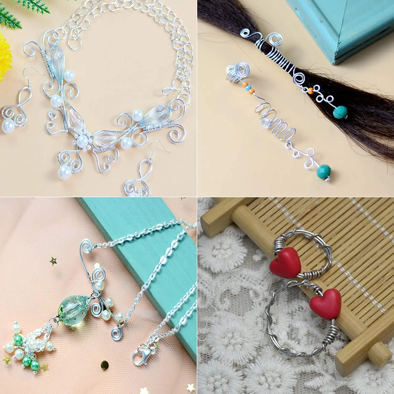 알루미늄 와이어 1mm 1.2mm 1.5mm 2mm 2.5mm 3mm 금 도금 구부릴 수 있는 유연한 공예 금속 와이어 보석 만들기 구슬 꽃