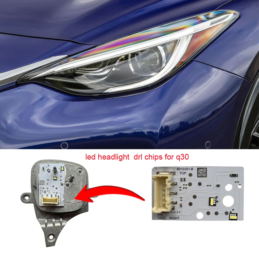 주간 주행등 칩, 2016-2019 인피니티 QX30 할로겐 헤드라이트 Q30 용, LED 전조등 B010390-B B010391-B L & R 화이트 DRL