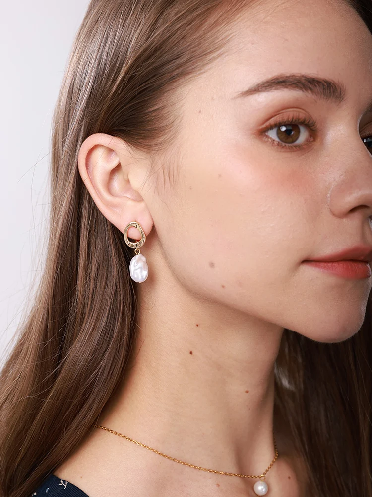 여성용 빈티지 펑크 바로크 진주 귀걸이, 스테인레스 스틸 이어 클립, 여성용 쥬얼리, 모조 진주 선물