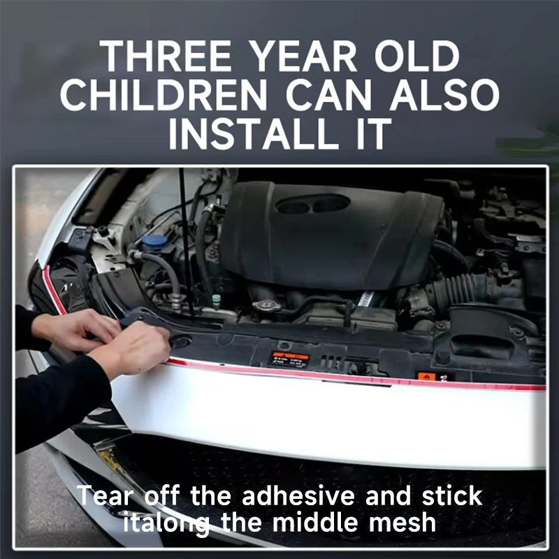 12V 스캔 시작 자동차 후드 라이트 스트립 LED 주간 러닝 라이트, 방수 자동 엔진 후드 가이드 장식 주변 네온 램프