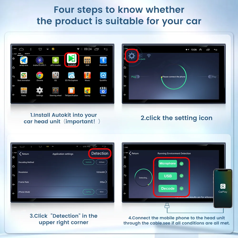 CarlinKit-유선/무선 카플레이/안드로이드 자동 동글 USB 자동 연결 미러링, 수정된 안드로이드 카 라디오 헤드 유닛 스테레오