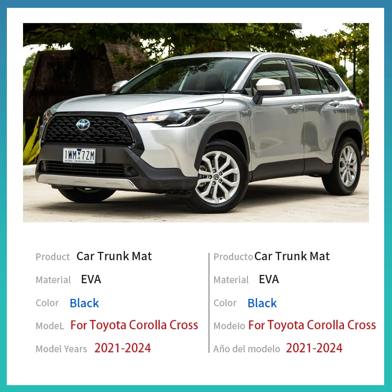 토요타 코롤라 크로스 하이브리드 2024 2023 2022 2021 XG10 용, 자동차 트렁크 매트, 방수 보호 보관 패드 액세서리, EVA 소재