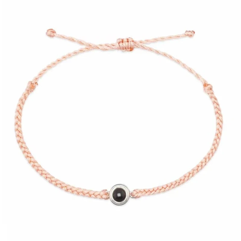 여성용 컬러 브레이드 팔찌, 맞춤 프로젝션 팔찌, 서클 사진 프로젝션, 조절 가능, 도매