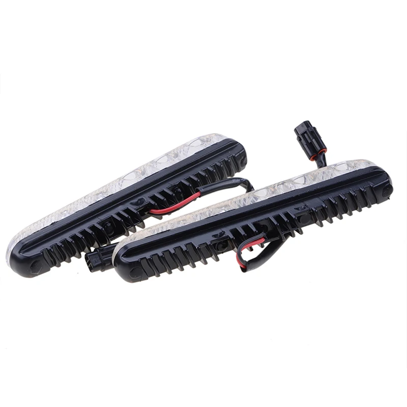 2PCS 자동차 DRL 어셈블리 낮 실행 조명 안개 램프 6LED 차가운 흰색 12V 10000k 높은/낮은 빔 알루미늄 주택